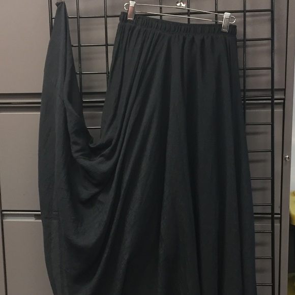 Black Linen  blend  long skirt - Picture 4 of 5